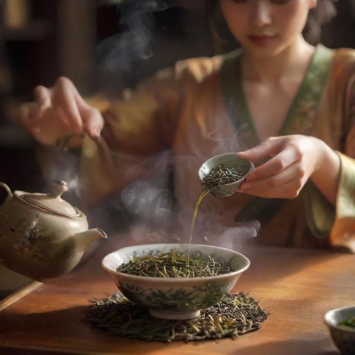 茶艺师熟练冲泡茶叶的细节
