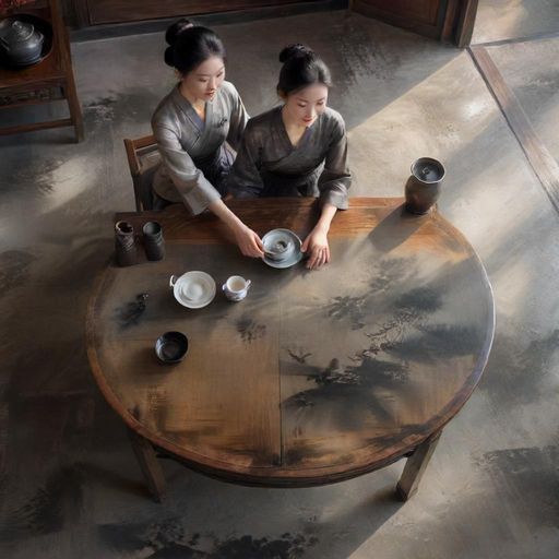 雅致茶室内的茶桌布置