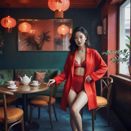 闺蜜在茶室自拍场景