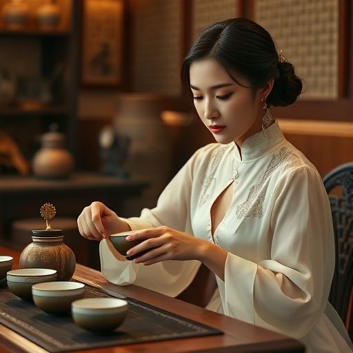 茶艺师优雅泡茶的瞬间