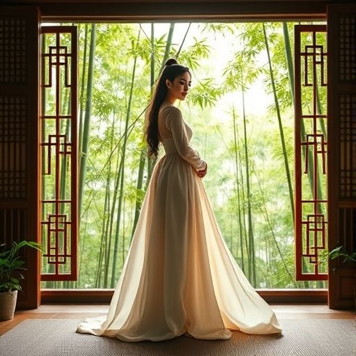 茶室窗外的竹林美景