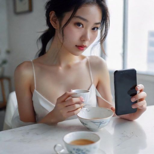 茶杯旁的微信聊天界面