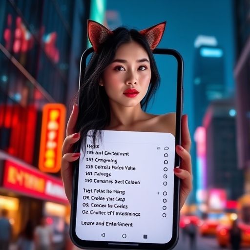 手机屏幕上的休闲娱乐信息列表