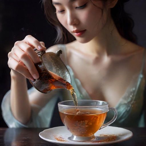 晶莹剔透的茶汤倾倒瞬间