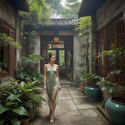 茶室庭院的绿意盎然