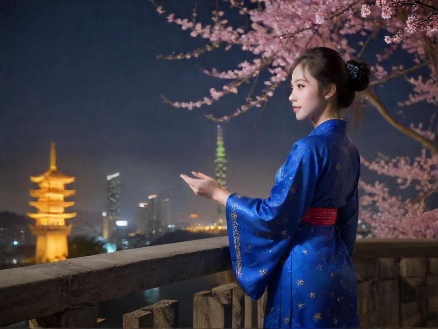 广州夜景繁华街道