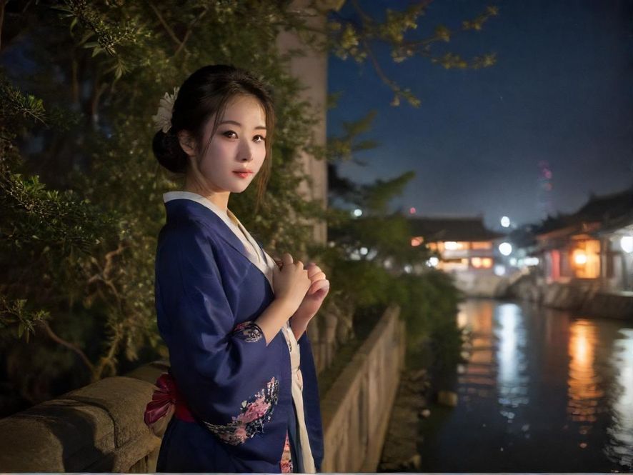 繁华都市夜景,霓虹闪烁,远处高楼林立,展现都市夜生活的魅力