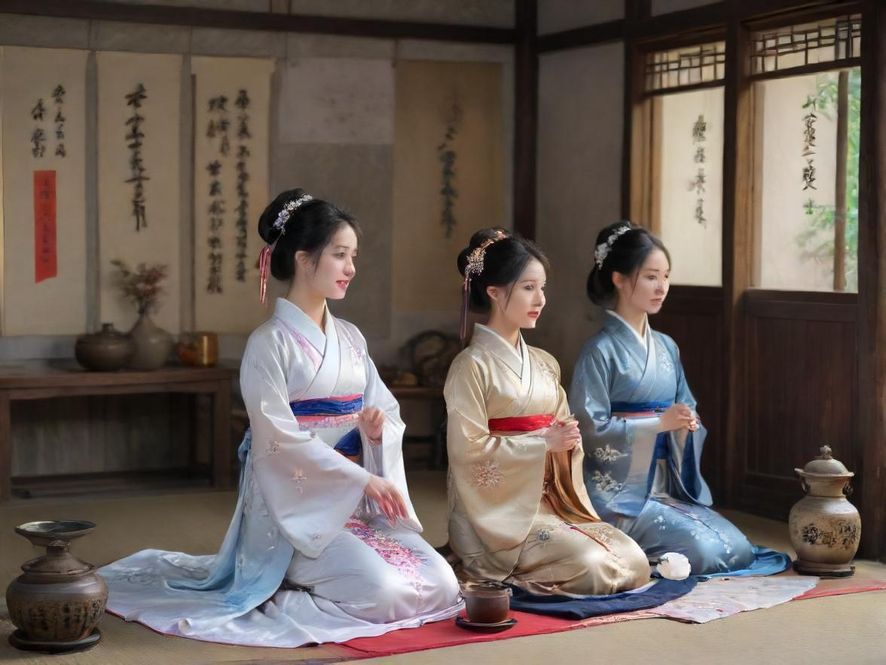 中式茶道雅集场景,特写镜头展现精美茶具和艺术渲染效果,背景为高端会所包厢。