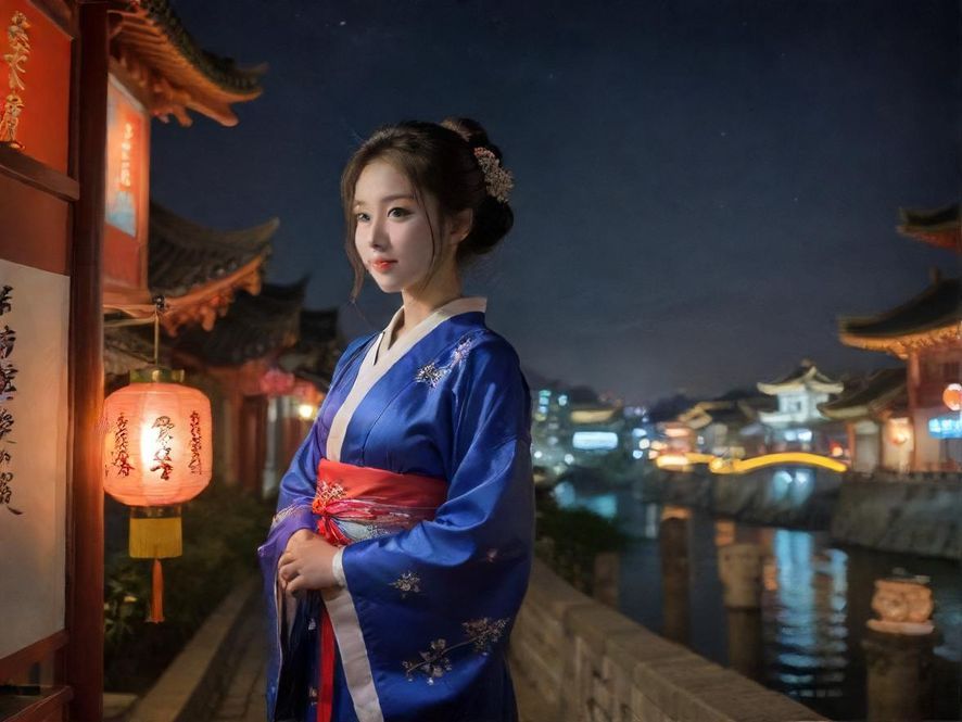 深圳夜晚的城市街头,霓虹灯闪烁,充满都市夜生活的氛围