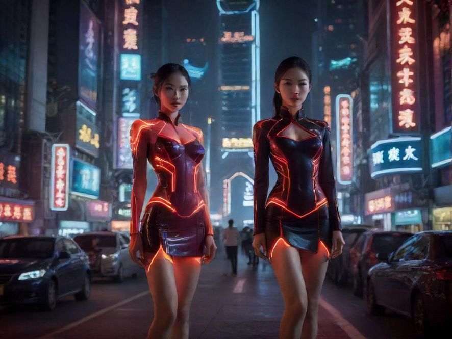 深圳夜场霓虹灯街景