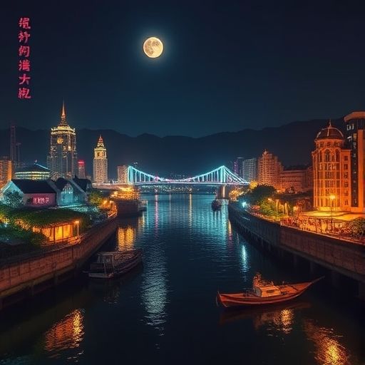 夜晚灯火辉煌的罗湖城市景观