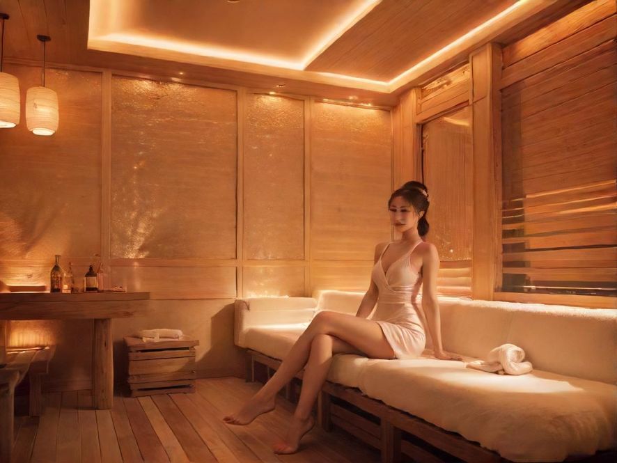 东莞桑拿会所内部,奢华的装饰和暖色调的灯光营造出舒适放松的氛围。