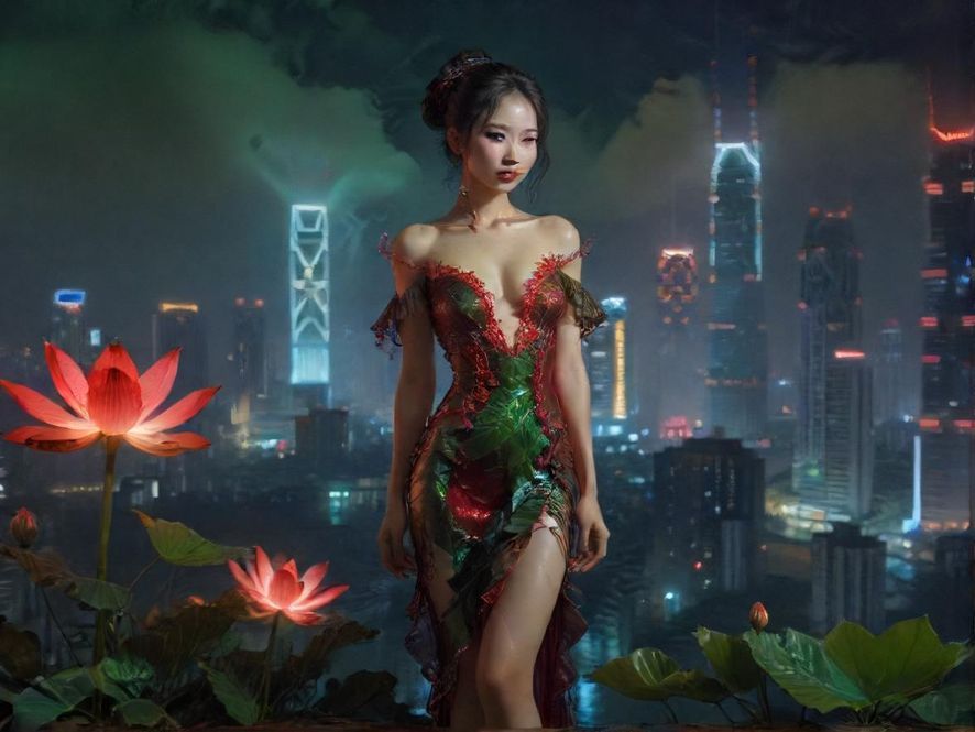 东莞夜场流光溢彩的夜景,霓虹闪烁,充满活力。