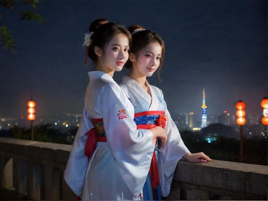 广州璀璨的城市夜景,高楼林立,灯光闪烁。