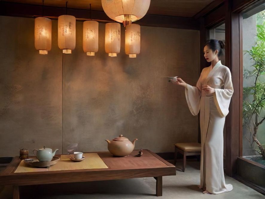 宝安茶室内的茶艺表演,优雅而精致