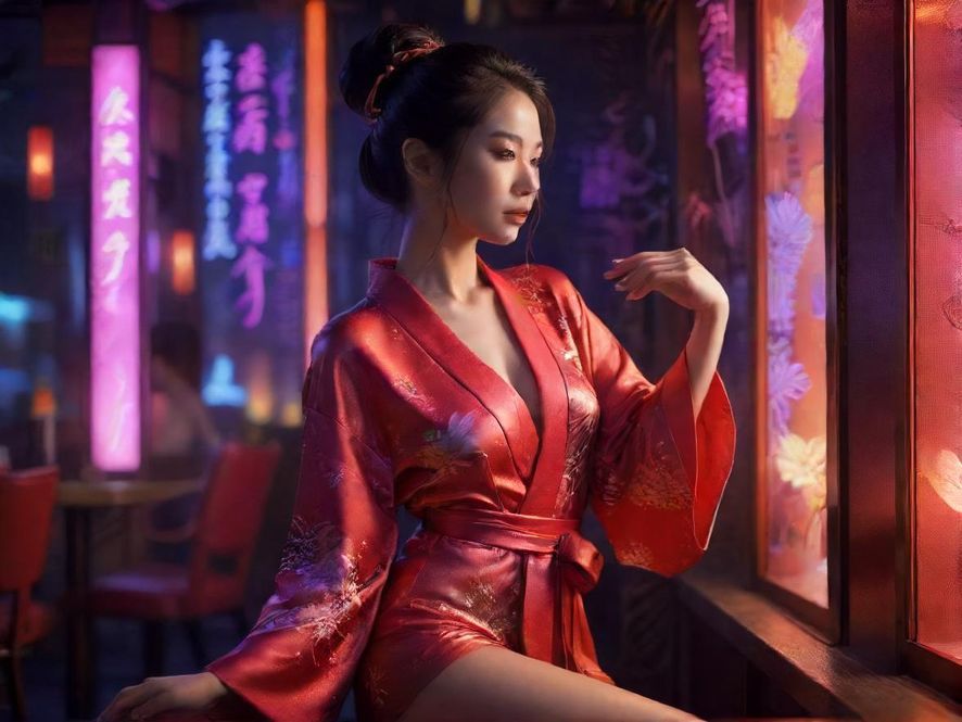 夜场休闲会所夜间外观展示