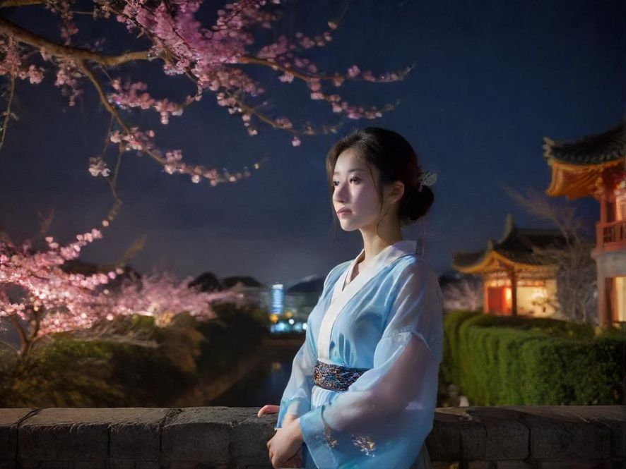 在繁华夜景下搜索信息的双手