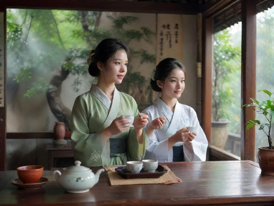 高端品茶会所内部场景