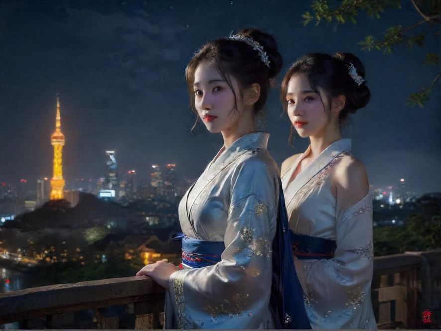 深圳夜景下的信息流