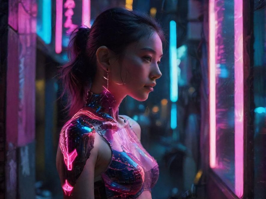 一位年轻人在广州夜景下查看手机屏幕,屏幕微光映照着脸庞,充满探索感