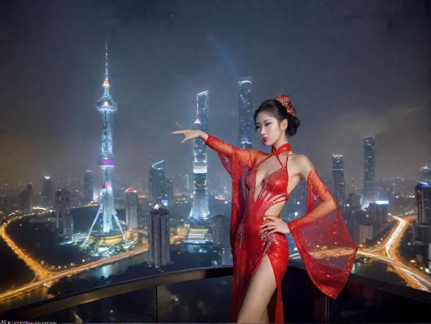 广州海珠区璀璨的夜景,展现都市的活力与繁华