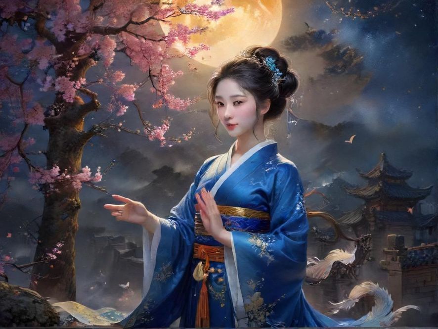 夜色下的中式会所入口