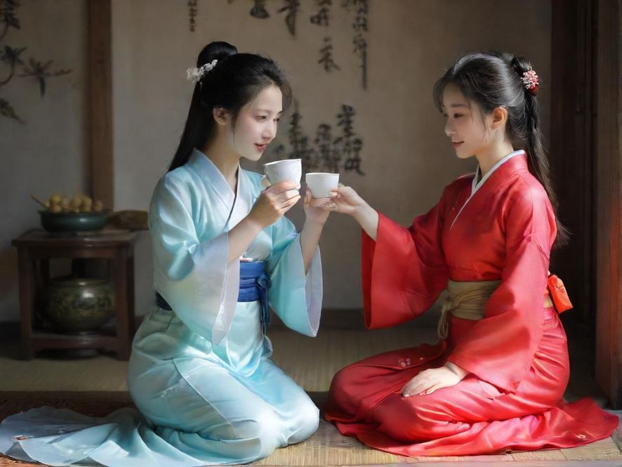 广州茶社环境宽敞雅致,夜间灯光柔和