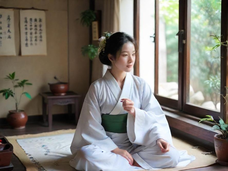 一位女士在罗湖的温馨茶室中品茶