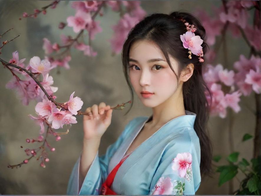 一位女士正全神贯注地在花艺工坊中插花,阳光透过窗户洒在她和花束上,营造出一种宁静而艺术的氛围。