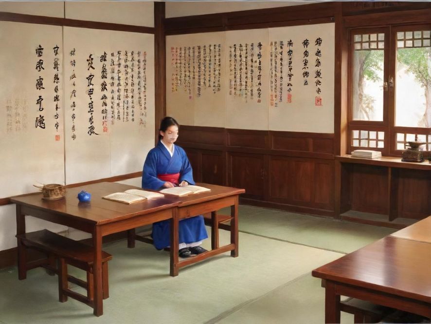 一群学员在现代厨房教室里围坐桌旁，跟着老师学习烘焙技巧，欢声笑语不断。