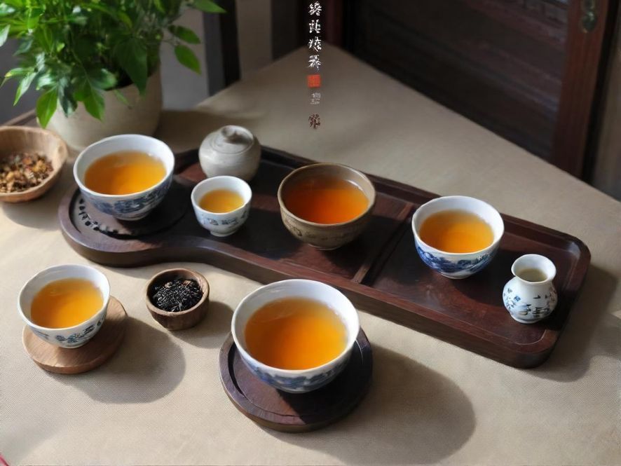 在私密茶室包厢中,一位精致的茶艺师正在为客人奉茶,特写镜头展现温馨雅致的氛围。